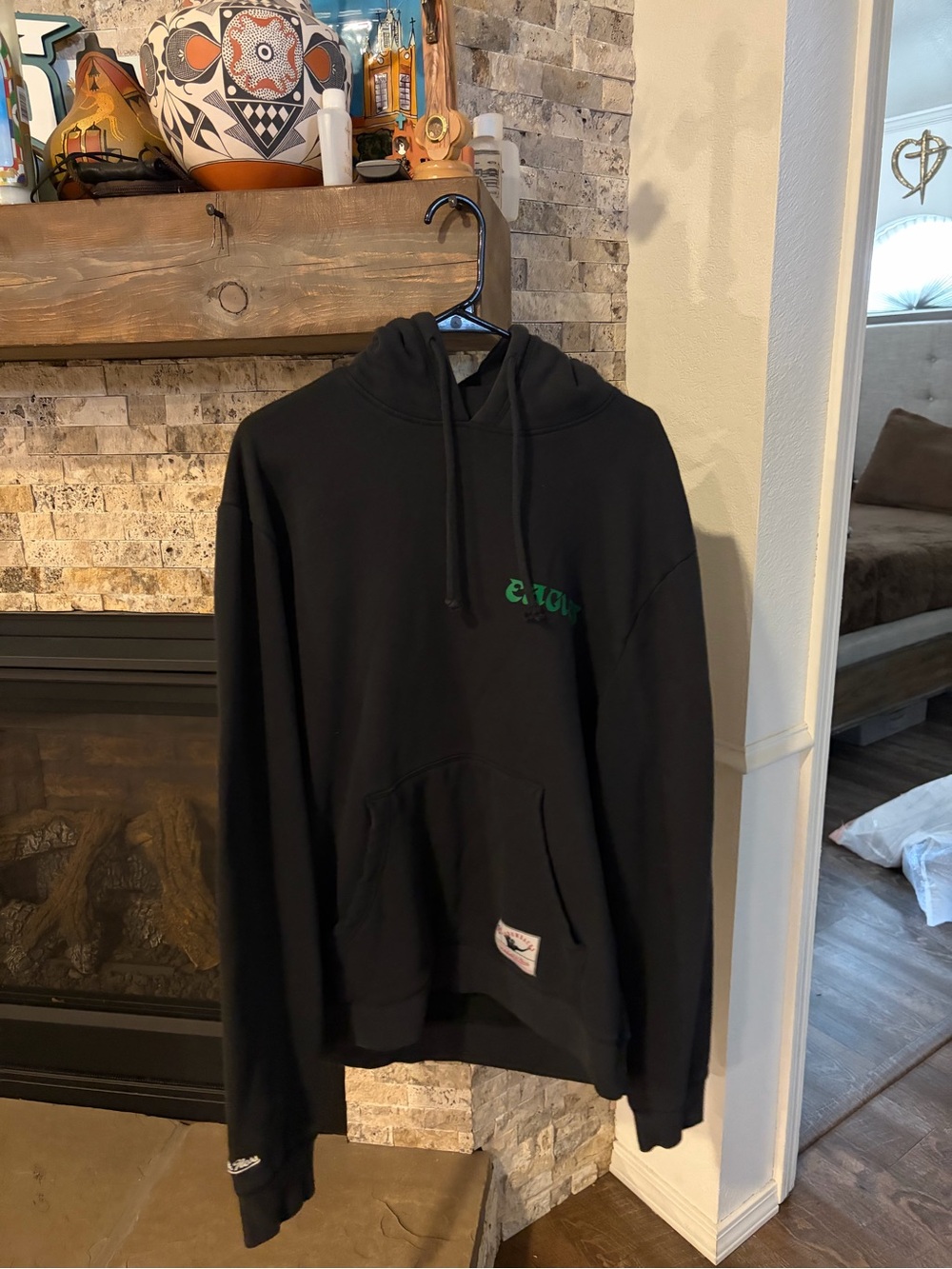 Mitchell & Ness Black Eagles Hoodie with Green Script